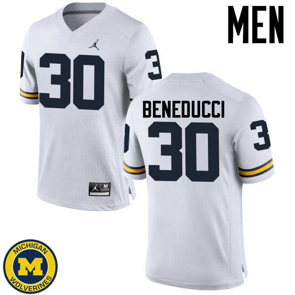 Men's Michigan Wolverines #30 Joe Beneducci White University Jersey